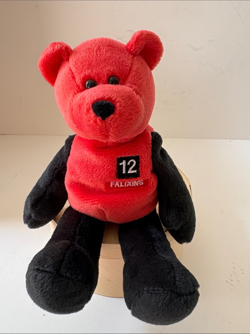 Chris Chandler QB Falcons Plush Bear Toy - Red and Black Soft Stuffed Animal